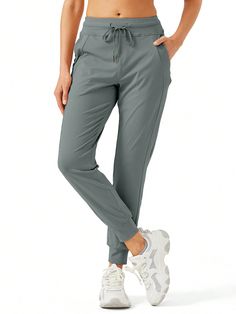 Women's Joggers Pants Athletic Drawstring Jogging Running Track High Waisted Workout Sweatpants With Zipper Pockets iron gray    Knitted Fabric Plain Jogger Slight Stretch All Women Activewear, size features are:Bust: ,Length: ,Sleeve Length: Gray Stretch Joggers With Elastic Waistband, Gray Stretch Pants For Jogging, Gray High-waist Drawstring Pants, Gray Gym Pants With Elastic Waistband, Gray Jogging Pants With Elastic Waistband, High Waist Stretch Gray Sweatpants, Gray Elastic Waistband Jogging Pants, Stretch High Waist Gray Sweatpants, Gray Stretch High Waist Sweatpants