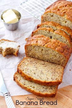 sliced banana bread sitting on top of a cutting board