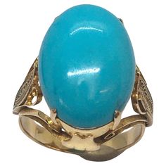 14K Art Deco Yellow Gold 1930s Filigree Ring Arizona Sleeping beauty Turquoise Size 5.5 ring weight 4.6 Gram 17.5 mm long 12.1 mm wide 5.2 mm deep natural Approximately 9 carat natural sleeping beauty Turquoise, minimum matrix, very rare Marked & Acid tested 14K Excellent condition, no damage to stone, no signs of repair, see pictures Art Deco Yellow, Natural Sleep, Sleeping Beauty Turquoise, Filigree Ring, Solitaire Ring, Matrix, Sleeping Beauty, Arizona, Jewelry Rings