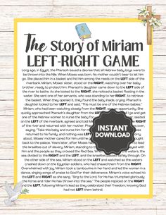 the story of mirian left - right game is shown in this printable version