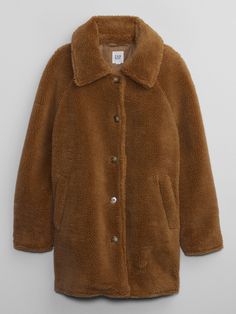 Sherpa Coat | Gap Factory Sherpa Coat, Teddy Jacket, Oversized Fits, Gap, Coats Jackets, Long Sleeves, Collar, Long Sleeve, Fabric