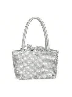 Exquisite Design: This silver clutch, embellished with sparkling rhinestone crystals and unique processing techniques, exudes captivating radiance, ensuring you stand out at every event.
 Elegant Drawstring Design: The drawstring pocket lining adds a touch of sophistication to this dazzling rhinestone clutch, ensuring both style and discreet security for your belongings at any event.
✨  Material: Crafted from top-tier rhinestones that shimmer elegantly in any light, elevating your style quotient Silver Crystal Rectangular Bag, Silver Rectangular Crystal Bag, Rectangular Silver Crystal Bag, Silver Rhinestone Bags For Events, Sparkling Silver Evening Bag For Gift, Silver Rhinestone Event Bags, Silver Clutch Bag With Bling, Silver Bling Clutch Bag, Silver Evening Bags With Bling