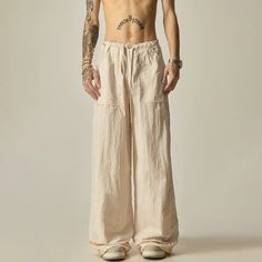 These Wide-Leg Linen Drawstring Lounge Pants offer a relaxed and comfortable fit, perfect for lounging or casual wear. With their airy and lightweight fabric, they provide breathability and ease of movement. Stay stylish and comfortable in these versatile pants. model: 174cm 61kg L material: nylon 100% Pants Model, Versatile Pants, Lounge Pants, Bottoms Pants, Leg Pants, Wide Leg Pants, Casual Wear, Comfort Fit, Wide Leg