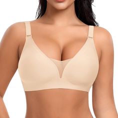 PRICES MAY VARY. Wireless Bras - No underwire, wireless, stretch and comfortable, breathable. No Wire seamless bras is perfectly gentle to your skin and will not compress your chest, no restraint. It feels like you are not wearing anything Supportive Bras - Jelly stripes and 3D cup shape design, soft and powerful, supportive. Our bra provides support and lift for you, which can prevent sagging of the breasts and achieve a balance between support and plasticity, giving you a charming chest line C Seamless Bras, Supportive Bras, Bra Extender, Wireless Bras, Sleep Bra, Padded Bralette, Support Design, Everyday Bra, Yoga Bra