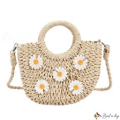 BirdinBag - Bolso femenino nuevo bolso tejido bolso de playa bolso de paja bolso de muñeca bolso de hombro Spring Shopping Jute Shoulder Bag, Daily Use Summer Beach Bag With Top Handle, Daily Use Summer Beach Bag, Handheld Woven Summer Bags, Summer Handheld Woven Bag, Beige Handheld Jute Beach Bag, Summer Handheld Jute Beach Bag, Trendy Basket Bags For Summer, Trendy Jute Shoulder Bag For Beach Season