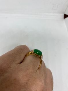 Vintage Lucky Green Nephrite Jade Gold Filled Cocktail Ring Large green nephrite jade gold filled Vintage ring, does not tarnish Size 5.75 , 6, 7, 7.25, 8, or 9 All rings are shipped free in the US in a nice gift box. Check out our over a THOUSAND great reviews!!! Engraving is $4 per letter and is not always perfect depending on the piece. It can take a few days if the jeweler is busy. This is payable to Paypal Judithsltd@gmail.com This is "fun jade" Color enhanced stone. Vintage 1970's re finis Green Onyx Oval Ring, Classic Chrysoprase Ring Jewelry, Green Opal Ring Spiritual Style, Green Spiritual Jewelry With Polished Finish, Green Opal Spiritual Ring, Jade Gemstone Rings For Healing, Spiritual Jade Rings As Gift, Spiritual Green Open Ring, Yellow Gold Jade Ring With Gemstone