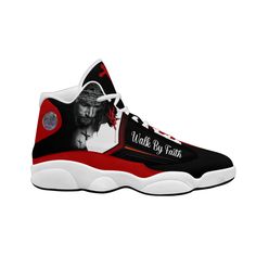 Introducing the Walk By Faith Customized Jesus Basketball Shoes with Thick Soles, the perfect gift for Jesus lovers and basketball enthusiasts alike. These one-of-a-kind sneakers combine faith and sport, allowing you to showcase your love for Jesus while dominating the court. Designed with meticulous attention to detail, these basketball shoes feature a stunning customization of Jesus Christ himself on the side panels. Every stroke of the brush brings out the divine essence of Jesus, creating a High-top Basketball Sneakers With Rubber Sole, Casual High-top Custom Sneakers For Basketball, Casual High-top Basketball Sneakers, Casual Mid-top Basketball Sneakers, High-top Custom Sneakers With Boost Midsole For Basketball, Casual Custom Sneakers For Basketball, Sporty Custom Sneakers With Round Toe For Basketball, White Sole High-top Basketball Sneakers, Sporty Custom Sneakers For Basketball