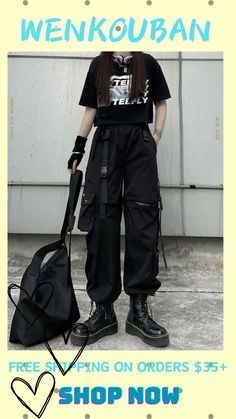 Wenkouban Techwear Gothic Detachable Cargo Pants Women Emo Harajuku Oversize Pockets Hollow Out Joggers Trousers Female Hippie Punk Emo Harajuku, Cargo Pants Women, Ankle Length Pants, Perfume Collection, Pants Women, Waist Pants, Fashion Flats, Fashion Pants, Cargo Pants