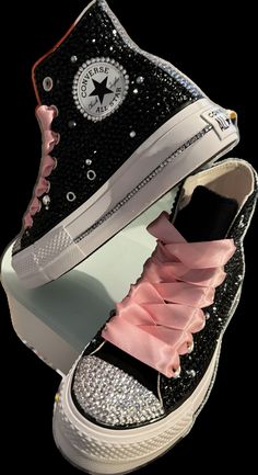 Bling converse for any occasion Bedazzle Converse, Bling Out Converse, Decorated Converse, Bedazzled Converse, Bling Denim, Covington Ga, Bling Converse, Tie Sneakers, Cute Nike Shoes