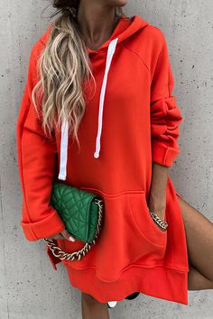 String Pocket, Hooded Sweatshirt Dress, Hooded Jumper, Womens Fall Dress, Loose Outfit, Casual Streetwear, Pocket Dress, Hooded Sweater, Sweatshirt Dress