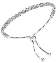 Bloomingdale's Diamond Bolo Bracelet in 14K White Gold, 1.0 ct. t.w. - 100% Exclusive Elegant White Gold Bracelets With Box Chain, Classic Diamond Bracelet With Box Chain, White Gold Diamond Bracelet With Box Chain As Gift, Elegant Round Tennis Bracelet With Box Chain, Elegant White Gold Tennis Bracelet With Box Chain, Adjustable White Gold Diamond Chain Bracelet, Elegant Box Chain Tennis Bracelet, Elegant Adjustable Sterling Silver Box Chain Bracelet, Elegant Diamond Bracelet With Box Chain