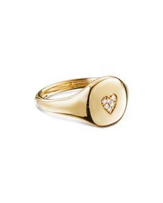 David Yurman Cable Collectibles Heart Mini Pinky Ring in 18K Gold with Diamonds Valentine's Day Fine Jewelry Rings With Single Cut Diamonds, Heart-shaped Hallmarked Diamond Ring, Yellow Gold Heart Cut Single Diamond Jewelry, Elegant Heart Cut Signet Promise Ring, Valentine's Day Gift Rings With Single Cut Diamonds, Luxury Yellow Gold Signet Ring With Vs Clarity, Luxury 14k Gold Diamond Ring For Valentine's Day, Luxury Yellow Gold Diamond Ring For Valentine's Day, Luxury 14k Gold Heart Ring With Vs Clarity