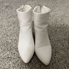 New, Only Worn To Try On. White Ankle Boots. Top Moda Brand. Size 6. Spring High Ankle Faux Leather Booties, Spring Faux Leather Ankle Booties, Spring Ankle-high Booties With Padded Ankle, Trendy Faux Leather Spring Booties, Trendy Faux Leather Booties For Spring, Trendy Spring Faux Leather Booties, White Synthetic Heeled Boots For Spring, White High Ankle Booties For Spring, White Synthetic Booties For Spring