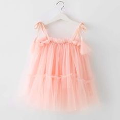 Angelina Dress – Wild and Rae Summer Tutu Dress Made Of Tulle, Sleeveless Tulle Princess Dress For Summer, Sleeveless Summer Tulle Princess Dress, Spring Dresses With Spaghetti Straps And Tulle Skirt, Summer Princess Bridesmaid Dress, Pink Dress With Ruffled Tie Straps, Summer Bridesmaid Princess Dress, Summer Fairy Dress With Ruffles For Dress-up, Sleeveless Tulle Fairy Dress For Dress-up