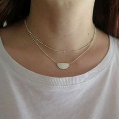 Minimal double strand layered necklace in sterling silver. Delicate geometric half circle double chain choker necklace. *Size: inner chain 15'' outer chain 16.5'' you can choose in the drop box 16'' inner chain 17.5 outer chain. ▶Chain: Sterling silver. ▶Half circle: Sterling silver. * View more necklaces: https://www.etsy.com/shop/lunahoo?section_id=6467165&ref=shopsection_leftnav_2 * Please convo me with any questions before purchasing here: http://www.etsy.com/conversations/new?with_id=80 Modern Sterling Silver Necklaces With Double Chain, Modern Sterling Silver Double Chain Necklaces, Modern Sterling Silver Double Chain Necklace, Silver Minimalist Layered Necklace With Double Chain, Sterling Silver Double Chain Necklace, Silver Minimalist Everyday Layered Necklace, Sterling Silver Double Strand Layered Necklace, Minimalist Silver Layered Chain Necklace, Sterling Silver Double Strand Chain Necklace