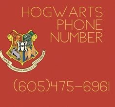 the hogwarts phone number is displayed on a red background