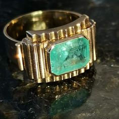 RING SIZE: US 7 1/2 EU 55 TOP PART SIZE: 12mm x 19mm METAL TYPE: 18k Gold Hallmarked WEIGHT: 5.70 grams EMERALD: 10mm x 8mm x 4mm (ca. 2.2 ct. based on calculations) CONDITION: EXCELLENT Indulge in the epitome of timeless elegance with this Natural High-Quality Emerald Art Deco Ring, a masterpiece intricately crafted during the esteemed 1930s era. The ring boasts an exquisite emerald, its rich green hue symbolizing renewal and harmony, encased in solid 18k gold marked with the distinguished 1867 Antique Yellow Gold Emerald Ring, Antique Emerald Ring In Yellow Gold, Antique Emerald Ring In Stamped 14k Yellow Gold, Art Deco 14k Gold Emerald Ring, Art Deco Emerald Ring With 17 Jewels, Fine Jewelry Yellow Gold Emerald Ring For Collectors, 14k Gold Emerald Cut Art Deco Ring, Gold Art Deco Emerald Ring In 14k Gold, Vintage Yellow Gold Signet Ring With Gemstone