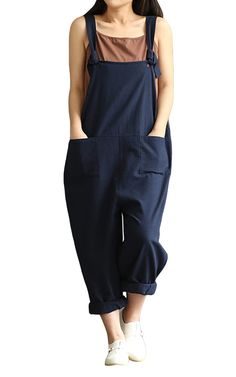 PRICES MAY VARY. Style: Simple and classic overalls, Breathable Linen Fabrics and Super Sewing Techniques,Baggy Fit, Plus Size,Wide Legs, Long Pants Jumpsuits Romper with Two Front Pockets. Overalls Size: Available in 8 Color 7 Size . You can choose the size according to the size chart on left.We recommended one size up before submit your order. Matching Advantage: Overalls suitable for all seasons.Jumpsuit can paired with T-shirt, sweater, blouse,shirt or other tops.Rolled the legs up to just a Plus Size Overalls, Baggy Jumpsuit, Loose Romper, Overalls Casual, Linen Overalls, Sleeveless Romper Jumpsuits, Long Pant Jumpsuit, Jumpsuit For Women, Loose Jumpsuit