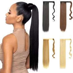 Synthetic Long Straight Wrap Around Clip in Ponytail Hair Extensions Natural Black Brown Blond Hairpieces For Women, Clip In Ponytail, Ponytail Hair Extensions, Ponytail Hair, Clip Ins, Hair Pieces, Wrap Around, Hair Extensions, Women Girl