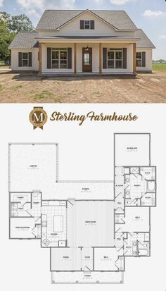 the floor plan for a two story farmhouse house