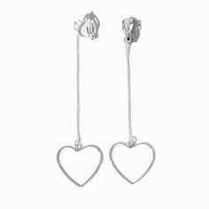 Fake Earrings, Fashionable Jewelry, Heart Drop Earrings, Western Jewelry, Jewelry And Accessories, Silver Drop Earrings, White Heart, Piercing Jewelry, Heart Earrings