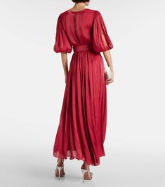 Find COSTARELLOS Brennie Georgette Maxi Dress on Editorialist. Material: 95% polyester, 5% polyamide. Care instructions: dry clean. Made in Poland. Designer color name: Sangria Red. Closure: zipper, hook fastening, belted waist, button fastening. Detachable belt. Red Pleated Dress For Gala, Red Pleated Midi Dress For Evening, Red Pleated Party Dress, Red Silk Midi Dress For Gala, Holiday Evening Pleated Dress, Red Silk Midi Dress For Dinner, Holiday Silk Gala Dress, Holiday Silk Dress For Gala, Silk Dresses For Gala Holiday