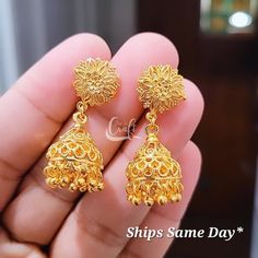 Size On Picture. Gold Plated. We Ship Same Day If U Order 1 Am To 1 Pm , Or Next Working Day From New York City. Best Quality Product. Looks And Work All Around Same . Gold Small Jhumka Earrings, Ear Rings Gold Buttalu, Bridal Earrings With Latkans For Gift, Festive Gift Plug Earrings, Flower Earrings For Wedding And Festivals, Festive Pierced Jhumkas Drop Earrings, Dangle Jhumkas Earrings As Gift, Pierced Dangle Jhumkas For Gift, Pierced Dangle Jhumkas As Gift