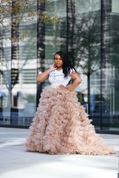 Skirt with extended back Elastic waist Fully lined This chic skirt features an elastic waistband and is fully lined for comfort. A dramatic train in the back adds unmistakable flair. Floor Length Tulle Skirt, Jumpsuit With Tulle Skirt, 45th Birthday Outfit Ideas For Women, Fringe Skirt Outfit Black Women, Tulle Bodysuit Outfit, Tulle Skirt Outfit Formal, Adult Birthday Photoshoot Ideas, Tutu Outfits For Women, Sneaker Ball Outfit Ideas Black Women