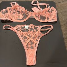 Pretty Pink Lacey Sheer Bra And Panty Set- New Never Worn Adjustable Straps Cute Bra And Under Set, Panties And Bra, Bra And Panty Set, Sheer Bra, Cute Bras, New Bra, Bra Panty, Bra And Panty Sets, Bras And Panties