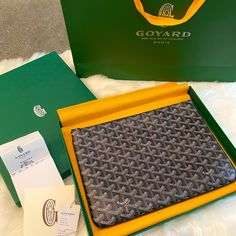 Worn Once. Like New- Comes With Box And Papers Serious Offers Only! Goyard Laptop Case, Designer Pouch With Original Box As Gift, Designer Pouch With Original Box For Gift, Designer Evening Pouch With Original Box, Luxury Envelope Pouch, Goyard Clutch, Goyard Pouch, Goyard Monogram, What's In My Purse