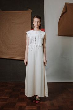 Zero Waste Organic Dress. Top of this dress is made from leftovers of linen, silk and cotton from the SS19 collection, . The bottom is made from silk noil. a non shiny silk, made from the  waste left in the cocoon, with a irregulat texture, soft and breathable.  This dress is one of the kind, and part of SS19 Healing collection. It is one size only, best suited for size S and M. Model is a size XS and is 174cm tall SS 19 Healing Collection is Gilt Design's first collection and was created with t Organic Dress, Silk Noil, Cotton Linen Dresses, Organic Linens, Cotton Lace, Linen Dress, Dress Clothes For Women, Zero Waste, Cotton Linen