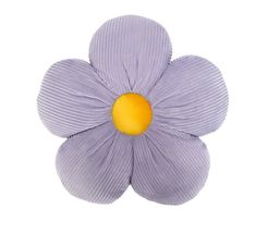 a purple flower with yellow center on a white background