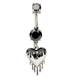 Dripping black heart belly button rings complete with black cz gems. Size 14G. Cool belly ring for your navel piercing collection. Sold individually. Get free shipping on nationwide orders over $20! Gothic Black Dangle Body Jewelry, Edgy Black Body Jewelry For Gift, Edgy Black Body Jewelry For Gifts, Edgy Black Jewelry With Heart Charm, Black Internally Threaded Belly Ring, Adjustable Black Belly Rings For Gifts, Dripping Heart, Piercing Collection, Navel Piercing