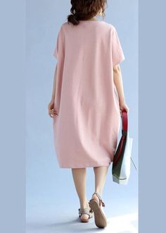 Modern pink Cotton quilting clothes Fashion Ideas pockets loose Summer – SooLinen Pink Cotton Dress With Pockets, Casual Plain Pink Dress, Pink Dresses With Pockets And Relaxed Fit, Pink Casual Oversized Dress, Casual Oversized Pink Dress, Pink Oversized Short Sleeve Dress, Pink Dress With Side Pockets, Loose Summer Dresses, Quilting Clothes