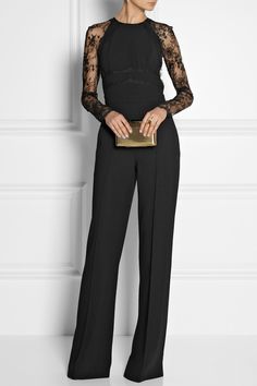 Woman In Black, Crepe Jumpsuit, Look Fashion, Evening Wear, Runway Fashion, Jumpsuits For Women