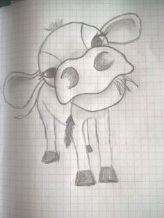 a drawing of a cow is shown on a piece of paper