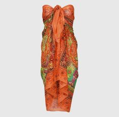 Orange Metallic Embroidered Cotton Sarong-Cover Ups-Dalfiya-Shop with Bloom West Boutique, Women's Fashion Boutique, Located in Houma, Louisiana Traditional Printed Sarong For Summer, Cotton Sarong For Beach Vacation, Cotton Sarong For Beach Season Vacation, Embroidered Swimwear For Summer Beach, Embroidered Swimwear For Beach In Summer, Beachy Cotton Sarong For Vacation, Multicolor Cotton Sarong For Vacation, Bohemian Sleeveless Sarongs For Spring, Multicolor Cotton Vacation Sarong