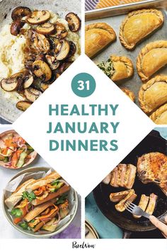 healthy january dinner menus with text overlay that reads 31 healthy january diners