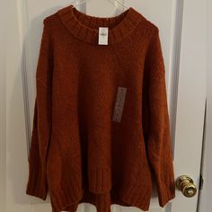 Thick Beautiful Sweater! Brand New! Warm Oversized Tops For Fall, Warm Brown Knit Tops, Warm Oversized Crew Neck Top, Oversized Warm Crew Neck Top, Cozy Warm Brown Top, Warm Brown Sweater For Fall, Oversized Warm Sweatshirt For Fall, Brown Knit Sweatshirt For Fall, Cozy Brown Crew Neck Outerwear