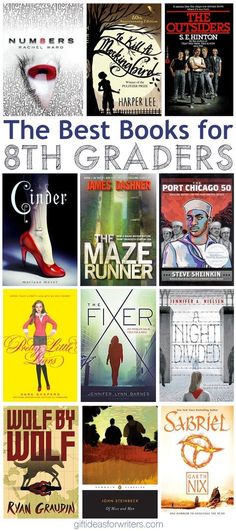 the best books for 8th grader's are in this collage with text overlay