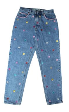 Vintage Gap denim repurposed into one of a kind hand embellished jeans! Size 8 classic fit Casual Embellished Denim Blue Jeans, Casual Embellished Cotton Jeans, Spring Embellished Denim Jeans, Spring Embellished Denim Blue Jeans, Embellished Jeans, Gap Denim, Womens Jeans, Raleigh Nc, Vintage Denim