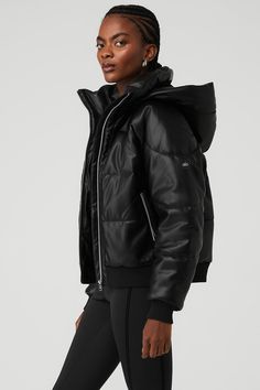 Make boss moves in the Faux Leather Boss Puffer. It’s cold-weather-approved and done in our luxe, buttery faux leather with satin lining for comfort and warmth. Zippered side pockets keep essentials secure and the classic, oversized fit makes it a must-have season after season. Luxe, buttery faux leather Satin lining Zippered side pockets & hidden internal pocket Designed & uniquely fit to flatter every size Wear-tested by our in-house team for the perfect fit Alo Yoga Black Long Sleeve Outerwear, Black Nylon Activewear With Built-in Padding, Alo Yoga Black Activewear With Built-in Bra, Winter Single-breasted Faux Leather Outerwear, Oversized Long Sleeve Faux Leather Outerwear, Boss Moves, Boss Brand, Cinnamon Brown, Woman Back