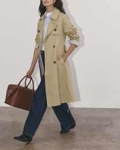 The Modern Trench Coat Cornstalk – Everlane Double-breasted Gabardine Outerwear For Work, Classic Outerwear With Notch Lapel And Belted Cuffs, Double-breasted Office Outerwear With Pockets, Button-up Outerwear With Pockets For Office, Fall Office Outerwear With Double Button Closure, Fall Outerwear For Office With Double Button Closure, Utility Style Buttoned Outerwear For Work, Business Outerwear With Belted Cuffs In Gabardine, Belted Gabardine Outerwear For Work