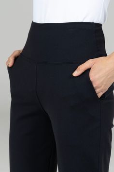 Why we love this: Meet our new Straight Leg Ankle Pant from our Fall Collection! Elegantly fitted for maximum comfort and ultimate polish, these black dress pants will meet all your day-to-day needs. Features: KiraGrace PowerStrong: Feels like cotton & keeps you dry Ultra High-Rise 26" inseam Slimming waist band w/side pockets Made in U.S.A. of imported fabric Waist: High-Waisted (12.5" Rise) Inseam: 26" inseam Leg Shape: Straight leg crop Sizing: True to size Compression: Medium compression Mod