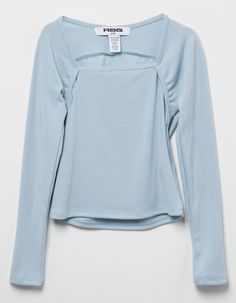 RSQ Girls Solid Shrug Top - LIGHT BLUE | Tillys Square Neckline Long Sleeve, Shrug Top, Middle School Outfits, Light Blue Long Sleeve, Outfit Inso, Light Blue Top, Light Blue Shirts, Shirts For Teens, Blue Long Sleeve