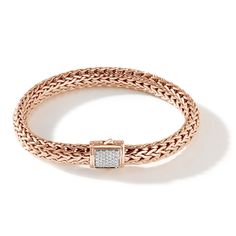 John Hardy Women's Classic Chain 5MM-10.5MM Pavé Bracelet in 18K Rose Gold Gold Gauges, Versace Ring, Cult Gaia Bag, Complex Art, John Hardy Jewelry, Pave Bracelet, Bracelet Rose Gold, 9 Hours, To Cast