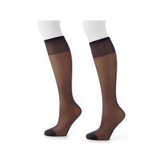 Hanes Silk Reflections women's knee highs are the legwear solution for long skirts or pants with features such as a silky sheer leg with wide, comfortable band and a reinforced toe that pampers you with incredible fit, feel, and wearability with basic styles to the more upscale! 2-pack Reinforced toe Silky sheer design FIT & SIZING Wide top band Knee-high styling One size fits most FABRIC & CARE Nylon, spandex Hand wash Color: Blue. Gender: female. Age Group: adult. Pattern: Solid. Panty Hose, Knee Highs, Top Band, High Knees, Long Skirts, Blue Gender, Basic Style, Classic Blue, Long Skirt