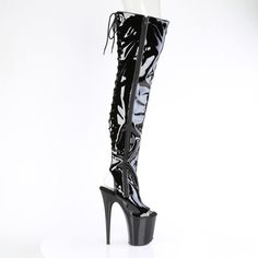 8" Heel, 4" Platform Open Toe/Heel Stretch Thigh Boot, Side Zipper - Fit Guide: True to Size - Heel: 8" Heel, 4" Platform - Brand: Pleaser - Country of Origin: Imported Boots With, 70s Platform Shoes, Stretch Thigh High Boots, Medieval Boots, Pirate Boots, 7 Inch Heels, Goth Shoes, Creepers Shoes, Heel Stretch