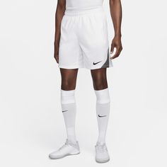 Be your best with the Nike Strike collection—apparel for both elite soccer players and rising stars that helps keep the sweat away on the field. Breathable and sweat wicking, these shorts also have a gusset panel to keep your movement natural and unrestricted. Functional White Athletic Shorts With Built-in Liner, White Dri-fit Activewear For Gym, White Dri-fit Athleisure Activewear, White Breathable Sports Bottoms, Breathable White Sportswear Shorts, Sporty White Breathable Bottoms, Functional White Moisture-wicking Athletic Shorts, White Functional Breathable Shorts, White Team Spirit Activewear For Training