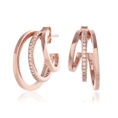 Rose Gold Multi Hoop Earrings Rose Gold Tiffany, Honeycomb Jewelry, Gold Tiffany, Real Diamond Earrings, Floral Watches, Timeless Chic, Bee Jewelry, Earrings Rose Gold, Hoop Design